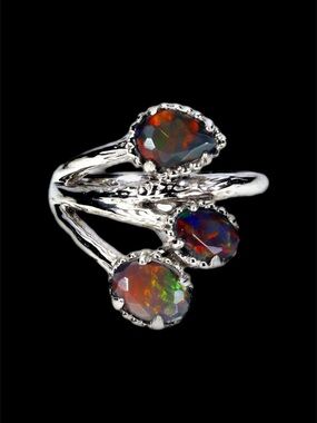 Genuine Natural Fiery Black Opal Ring, A one of a kind!
See Video⭐️